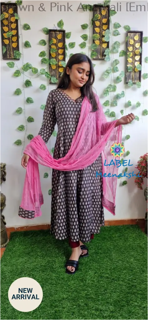 Brown & Pink Anarkali [Embroidery] Small SET T&D