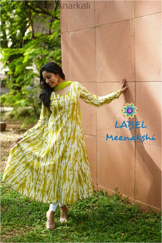 Classic Olive Anarkali SET T&D
