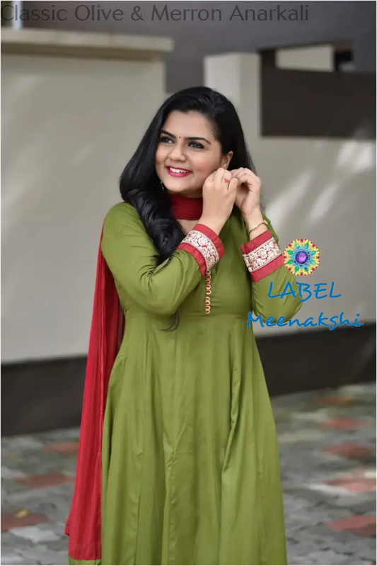 Classic Olive & Merron Anarkali Sets