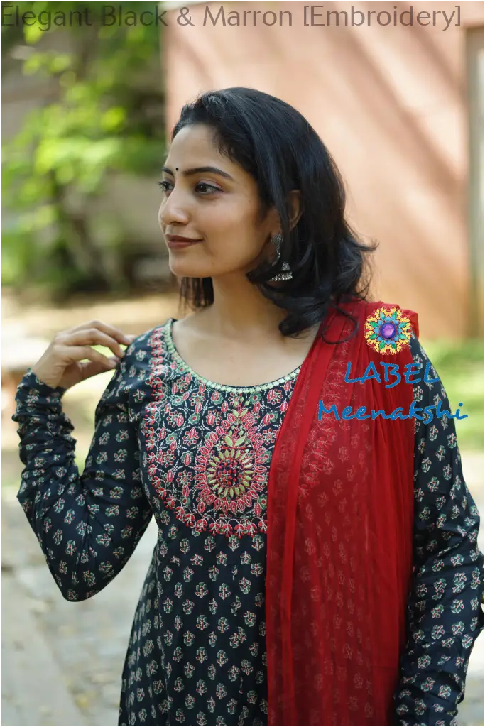 Elegant Black & Marron [Embroidery] SET T&D