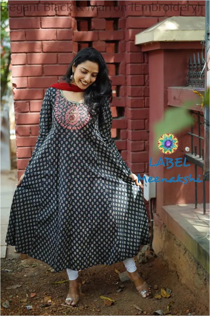 Elegant Black & Marron [Embroidery] SET T&D
