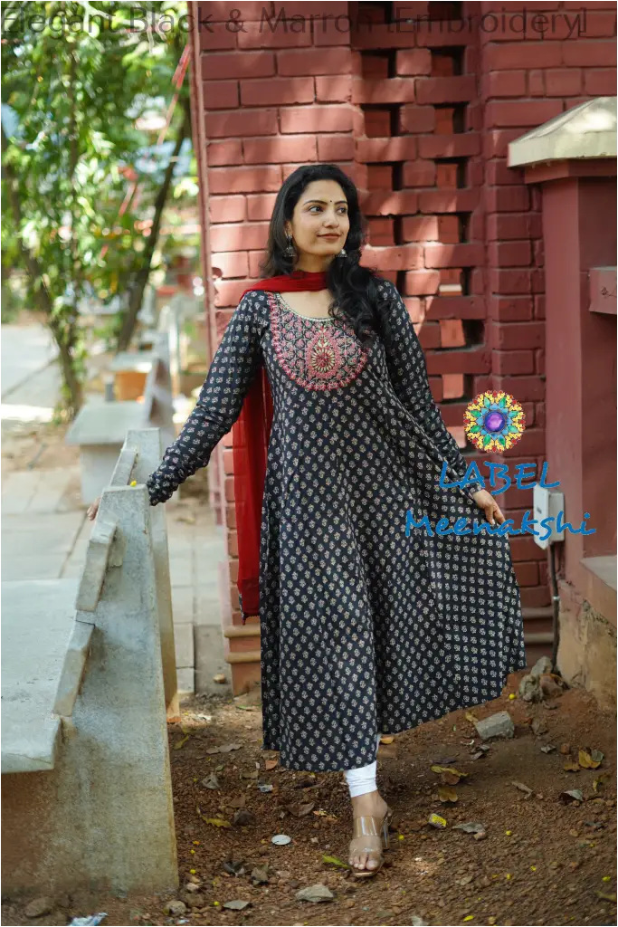 Elegant Black & Marron [Embroidery] SET T&D
