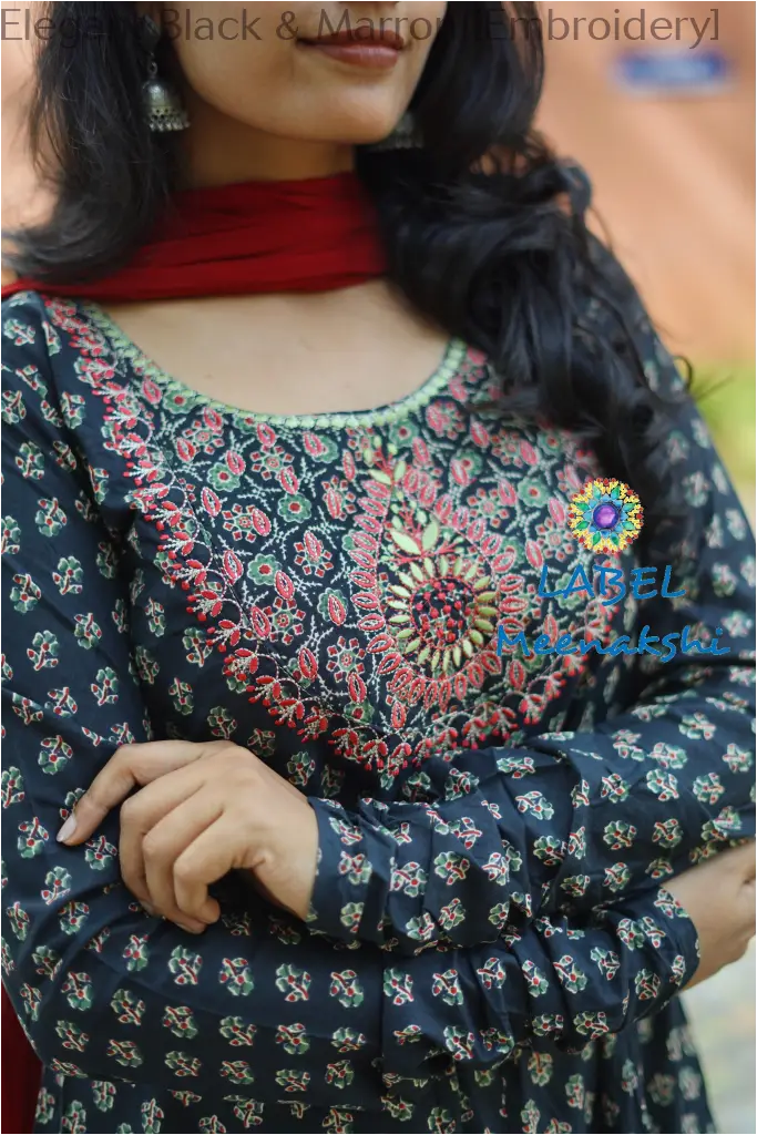 Elegant Black & Marron [Embroidery] SET T&D