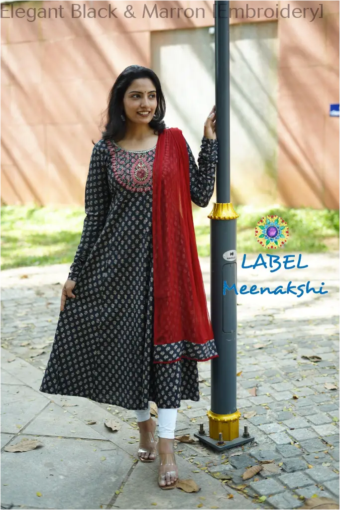 Elegant Black & Marron [Embroidery] SET T&D