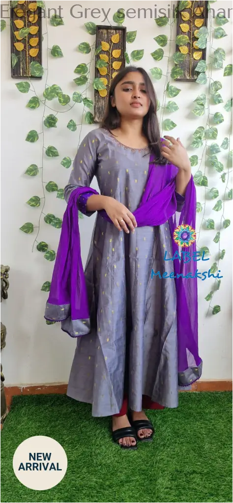 Elegant Grey semisilk Anarkali