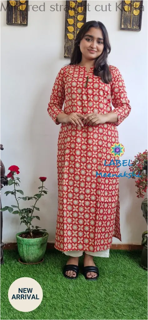 Mild red straight cut kurta KURTAS