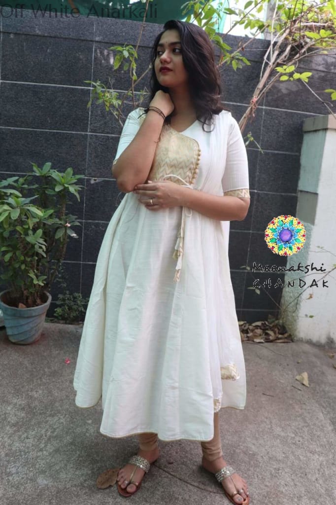 Off White Anarkali With Dupatta Sets