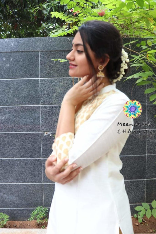 Off White & Golden Kurta Kurtas