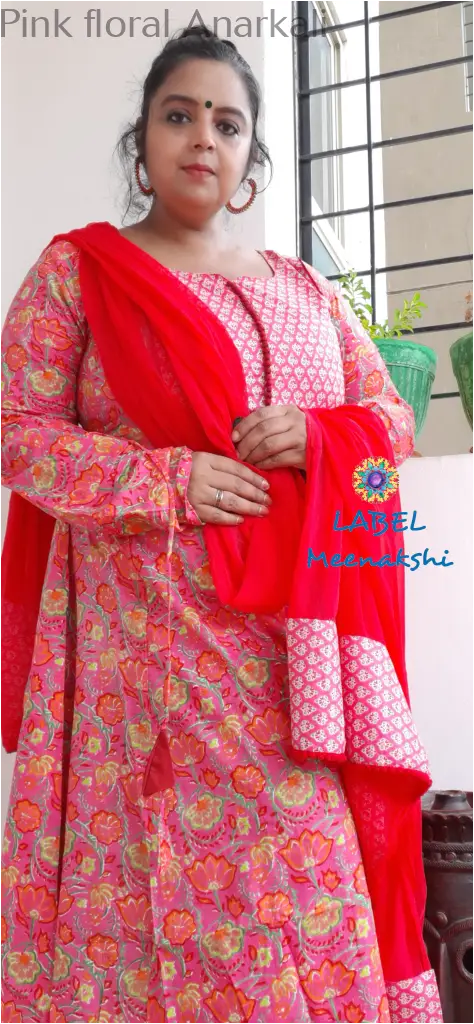 Pink floral Anarkali SET T&D