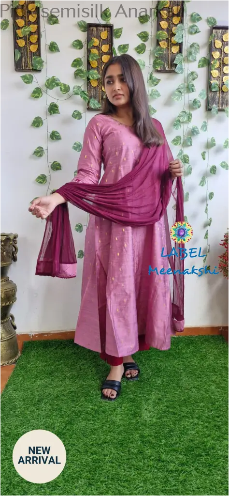 Pink semisilk Anarkali