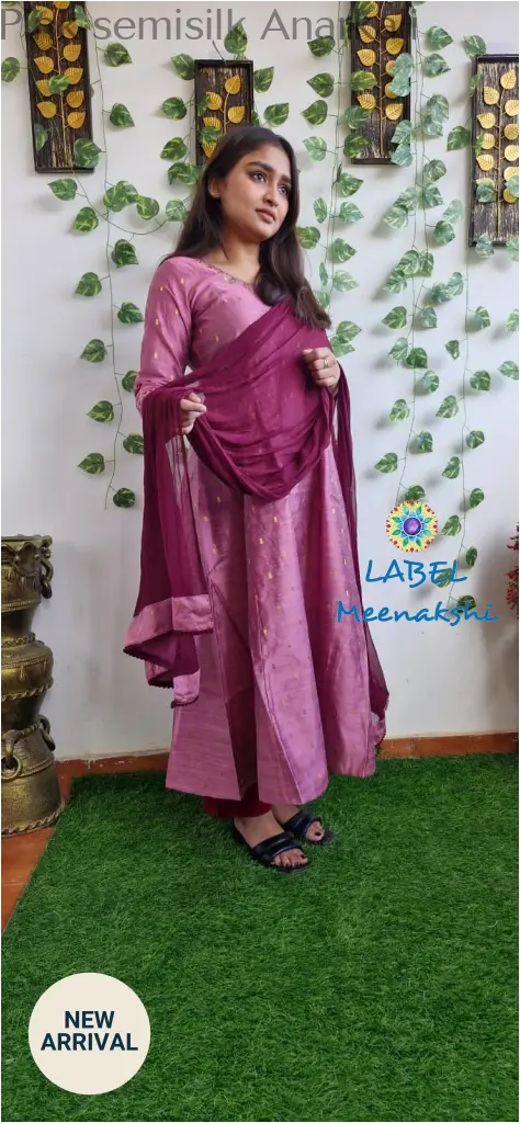 Pink semisilk Anarkali