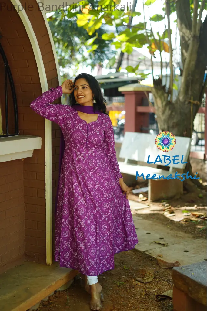 Purple Bandhini Anarkali SET T&D