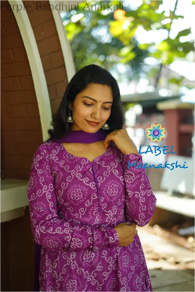 Purple Bandhini Anarkali SET T&D