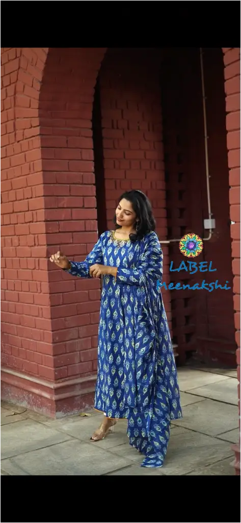 Royal Blue self Anarkali [Embroidery] SET T&D