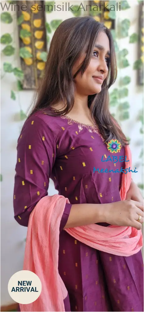Wine semisilk Anarkali